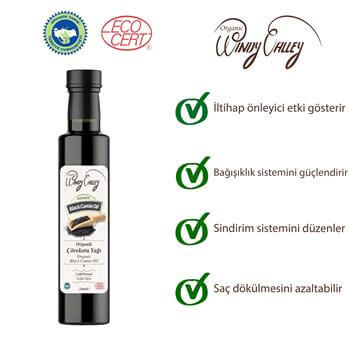 Organik Çörekotu Yağı (250 ml) Soğuk sıkım   