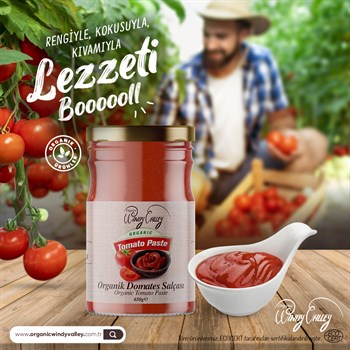 Organik Domates Salçası (650 gr) İlave tuz içermez 