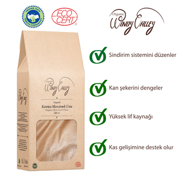 Organik Kırmızı Mercimek Unu  (500 gr)   Glutensiz, Yerli ürün 