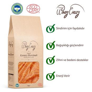 Organik Kırmızı Mercimek (750 gr) Yerli ürün 