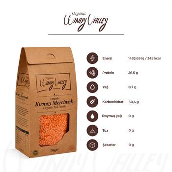 Organik Kırmızı Mercimek (750 gr) Yerli ürün 