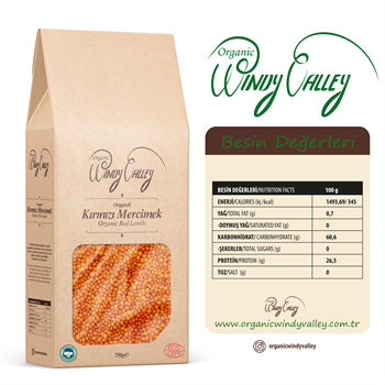 Organik Kırmızı Mercimek (750 gr) Yerli ürün 