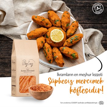 Organik Kırmızı Mercimek (750 gr) Yerli ürün 