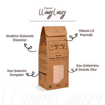 Organik Kırmızı Mercimek Unu  (500 gr)   Glutensiz, Yerli ürün 