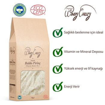 Organik Pilavlık Baldo Pirinç (750 gr) Yerli ürün 