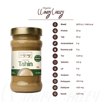 Organik Tahin (300 gr)  Yerli susam, Gluten içermez, İlave yağ içermez  