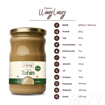 Organik Tahin (600 gr) Yerli susamdan üretilmiştir.Gluten içermez.İlave yağ içermez