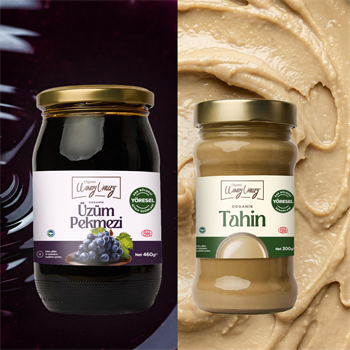 Organik Üzüm Pekmezi (460 gr) - Organik Tahin (300gr)  Şeker İlavesiz