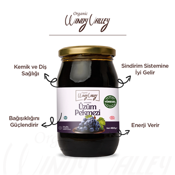 Organik Üzüm Pekmezi   (460gr) Soğuk Sıkım Şeker ilavesiz