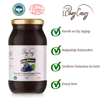 Organik Üzüm Pekmezi   (460gr) Soğuk Sıkım Şeker ilavesiz