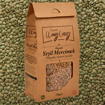 Organik Yeşil Mercimek  (750 gr) Yerli ürün