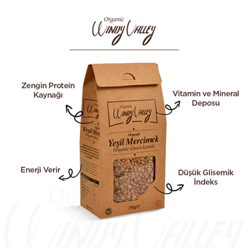 Organik Yeşil Mercimek  (750 gr) Yerli ürün