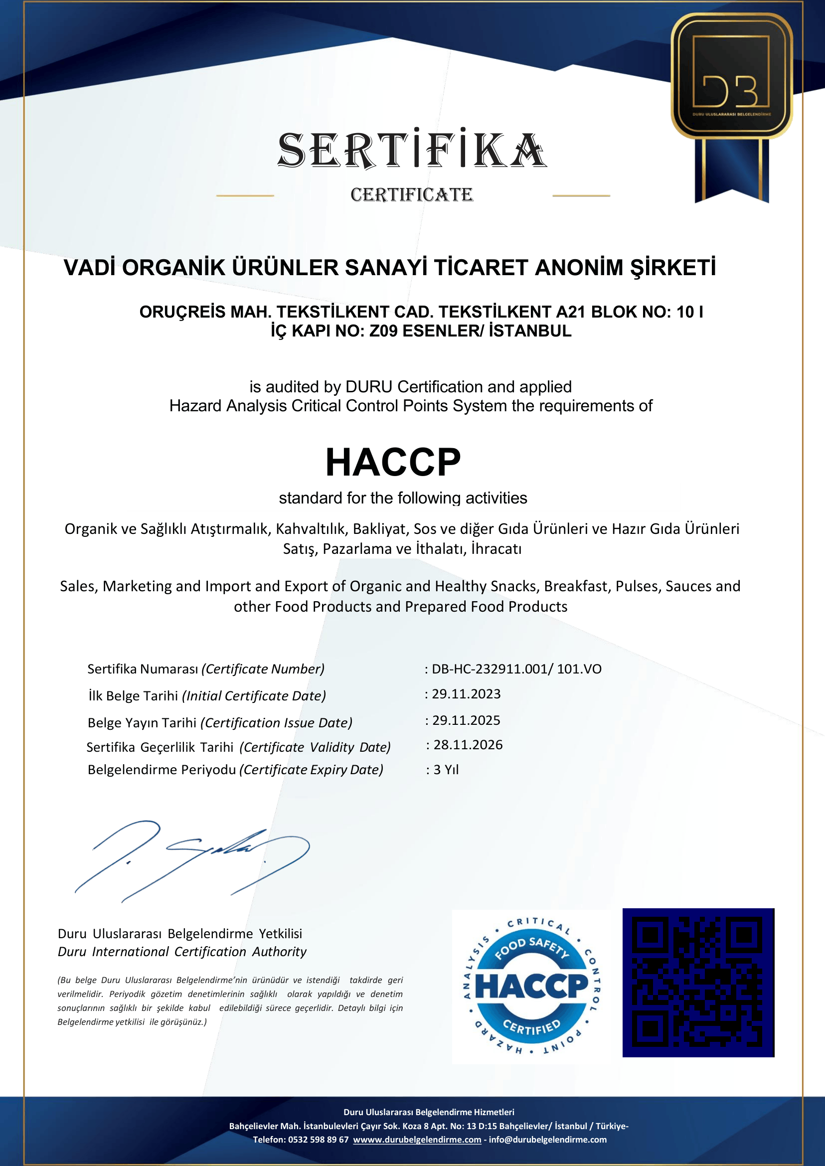 HACCP Sertifikası