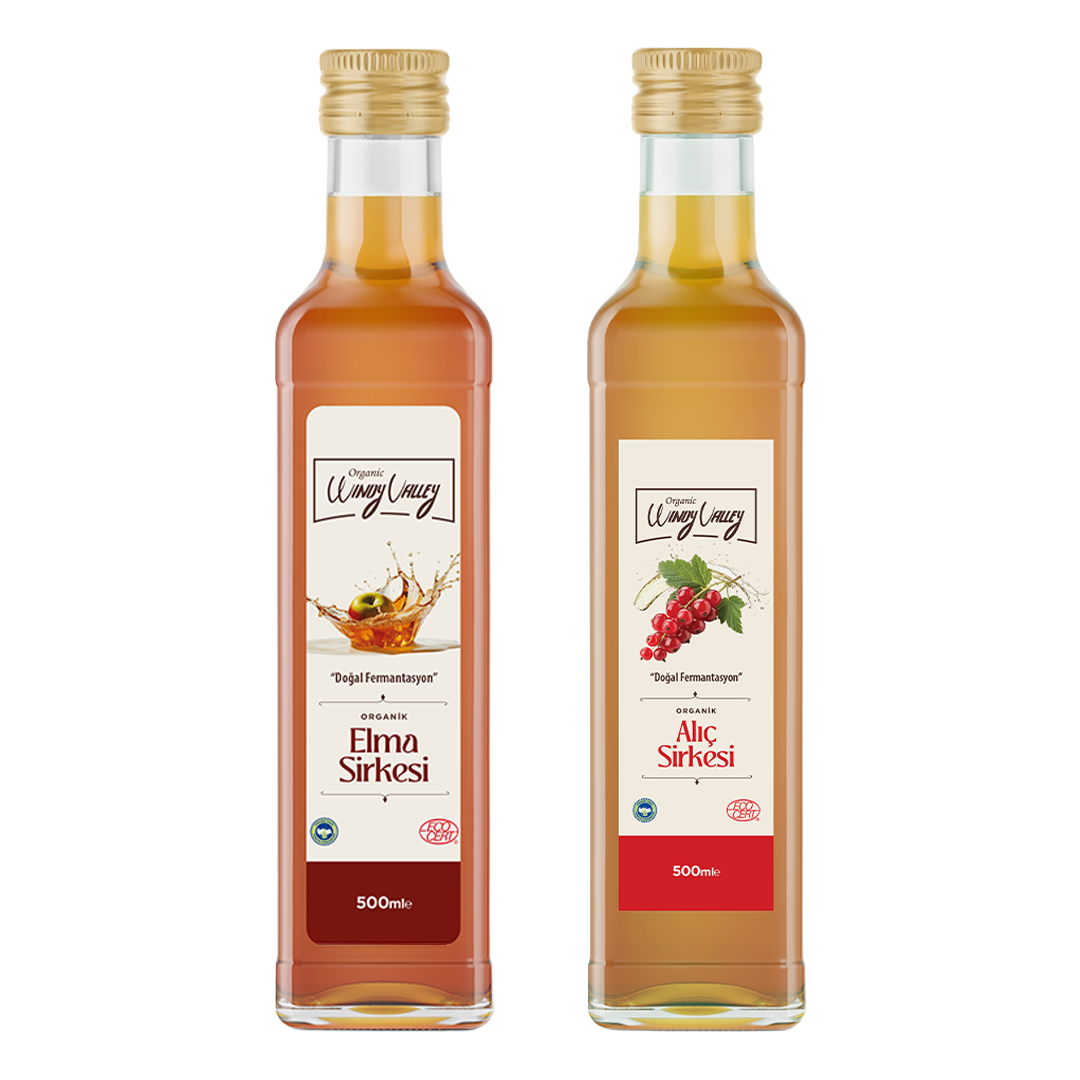 Organik Elma (500 ml) -  Alıç Sirkesi (500 ml)  Doğal Fermente 