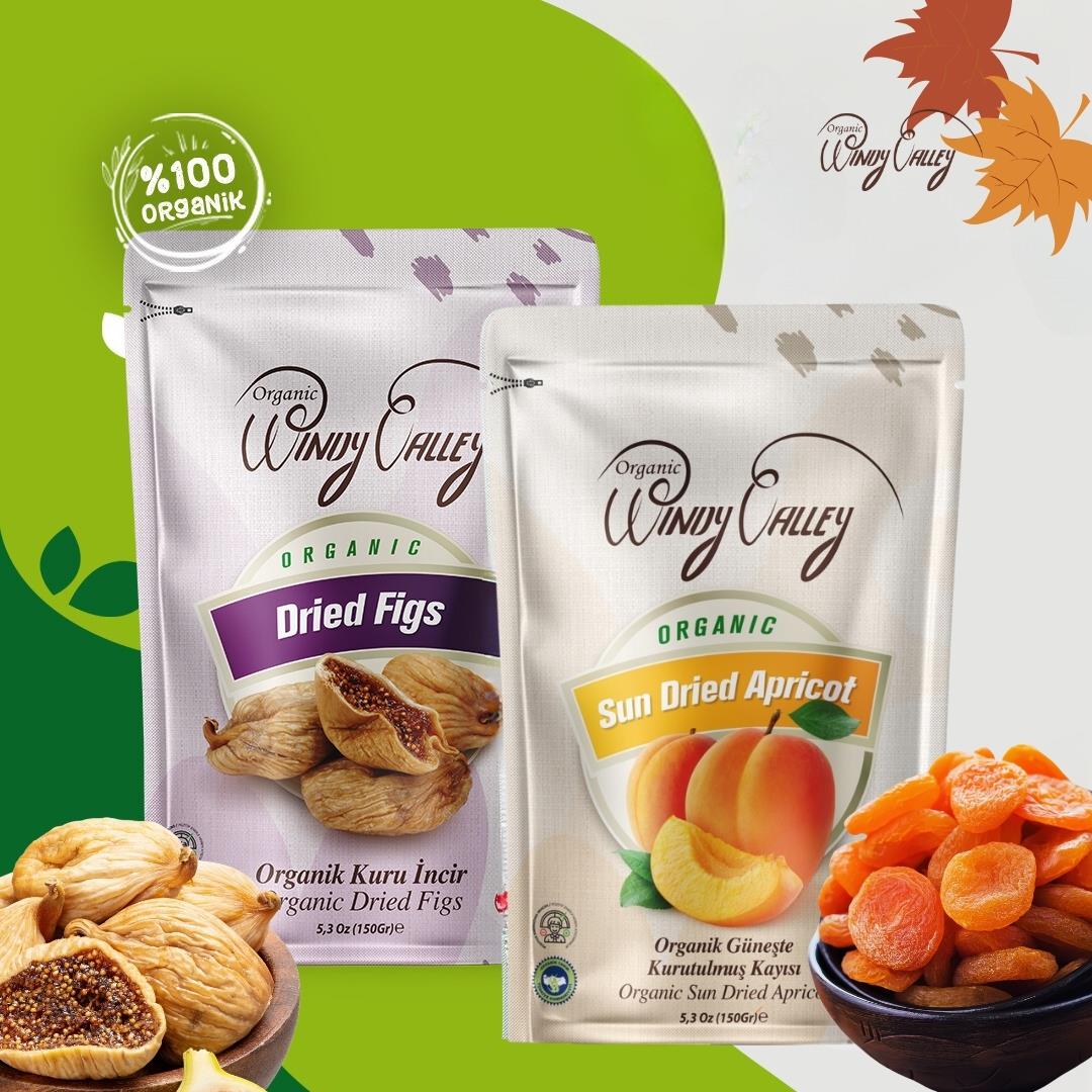 Organik Kuru Kayısı ve Organik Kuru İncir İkili Set Ecocert Sertifikalı (150gr+150gr)  