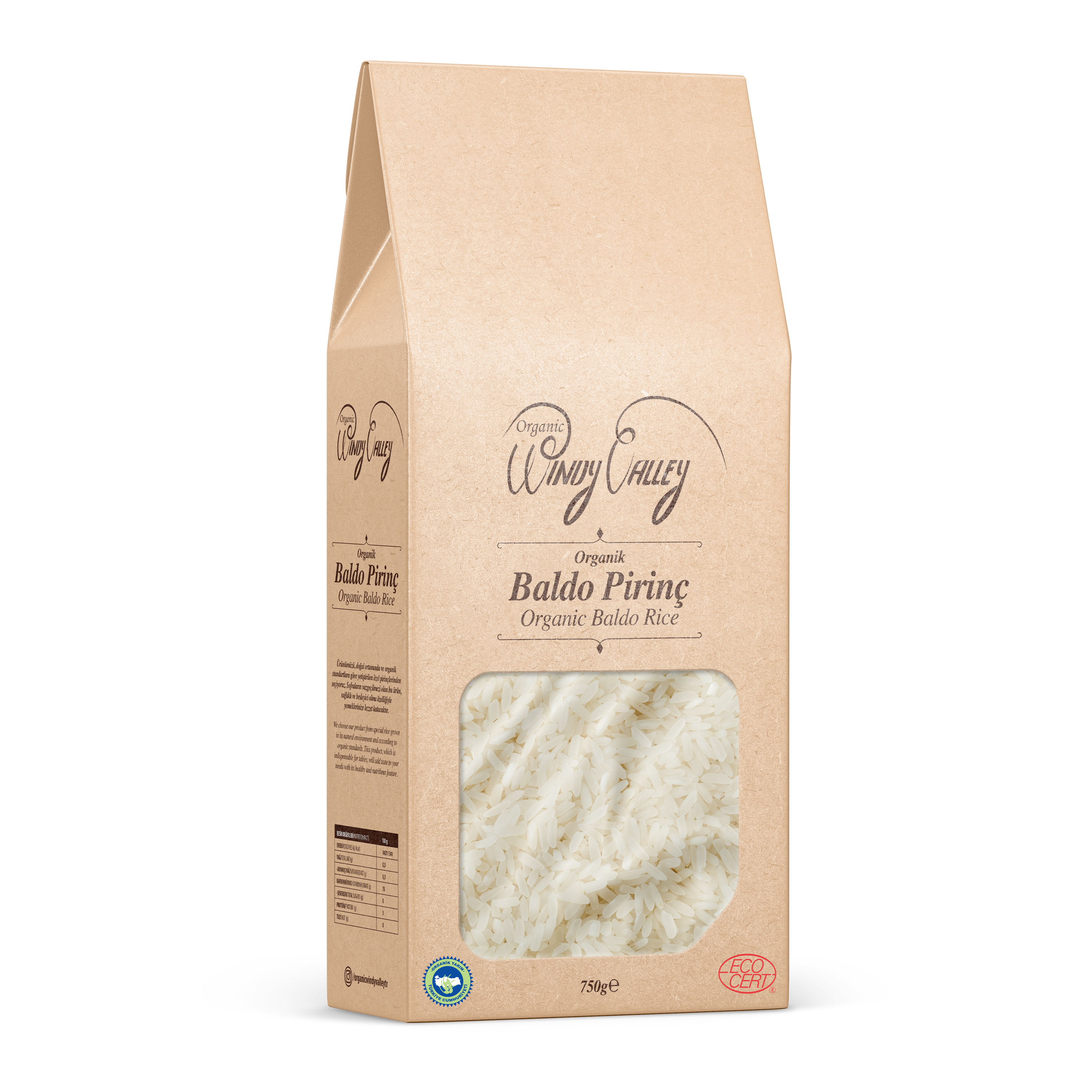 Organik Pilavlık Baldo Pirinç   (750 gr)  Yerli ürün 