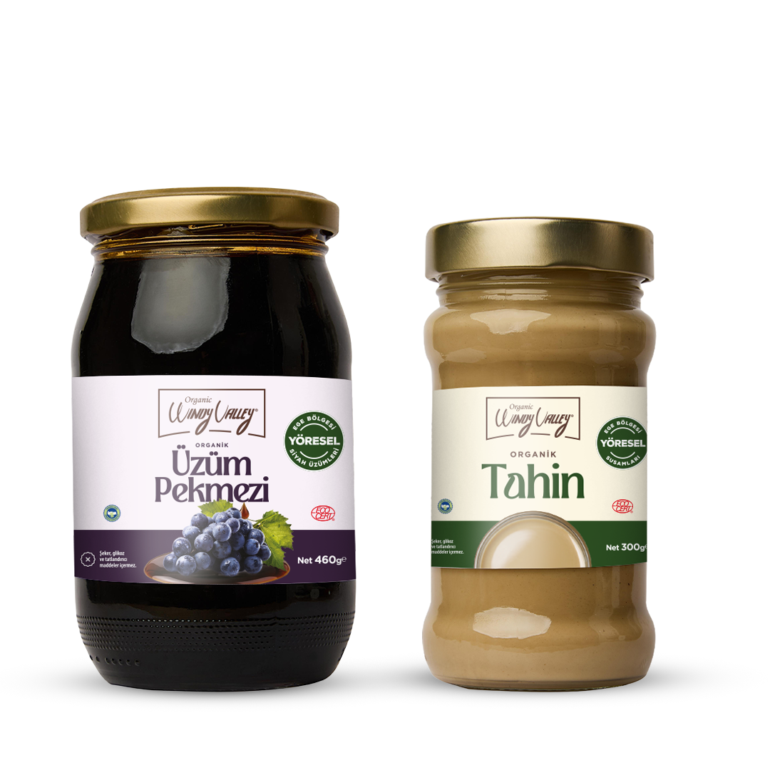 Organik Üzüm Pekmezi (460 gr) - Organik Tahin (300gr)  Şeker İlavesiz