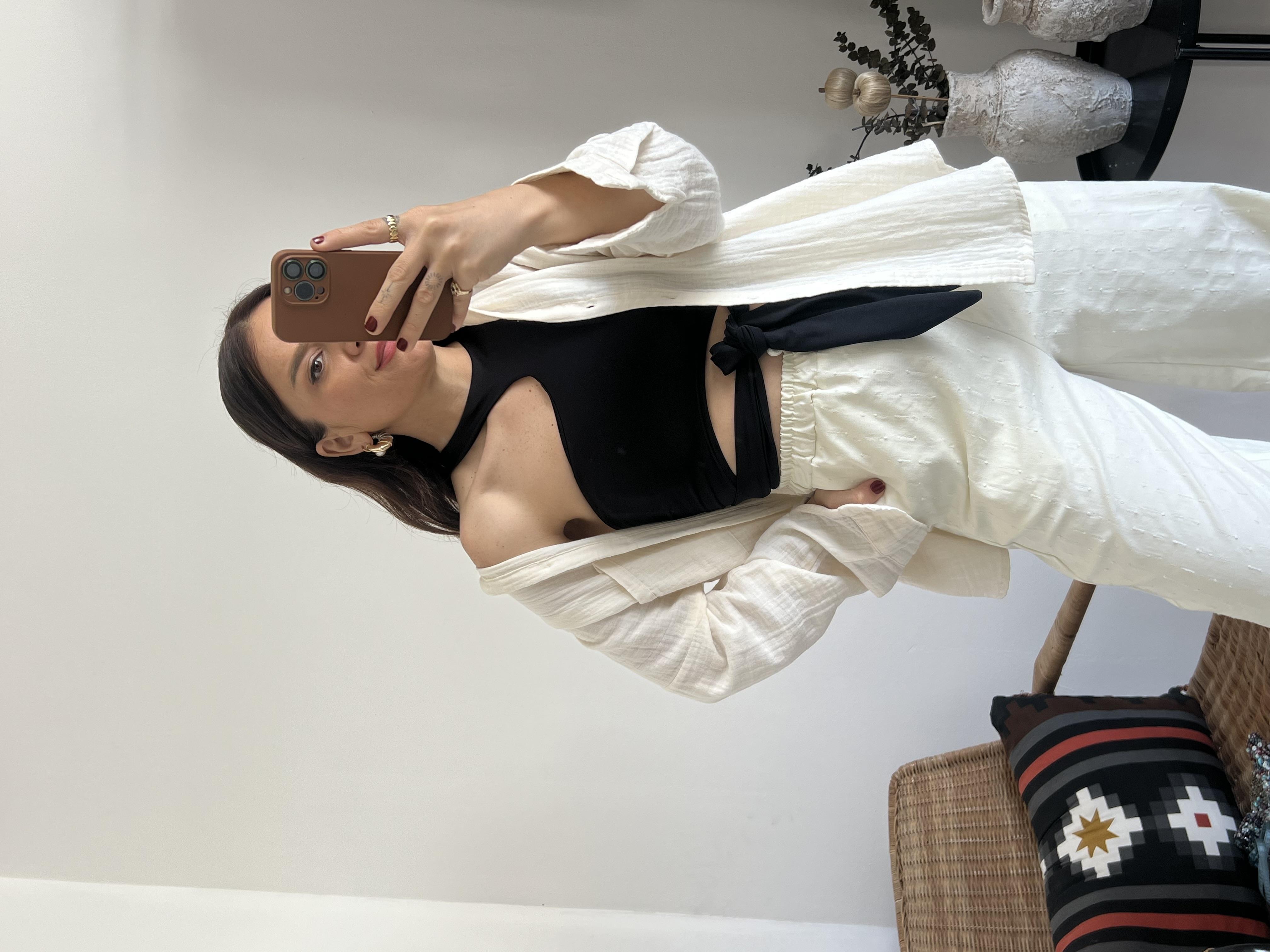 gabardin Rahat Kalıp Ekru Pantolon 