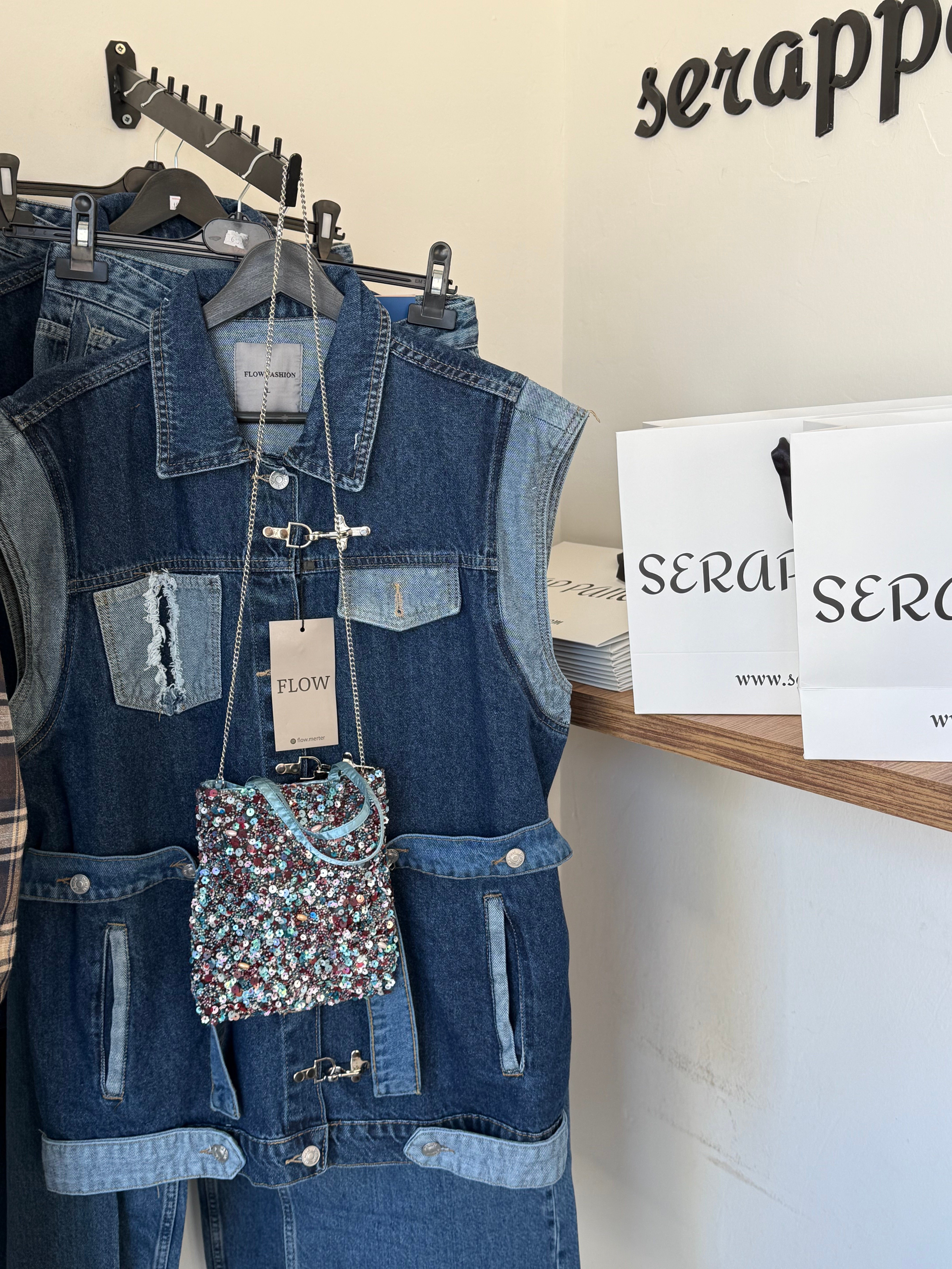 Oversize Kalıp Denim Yelek 