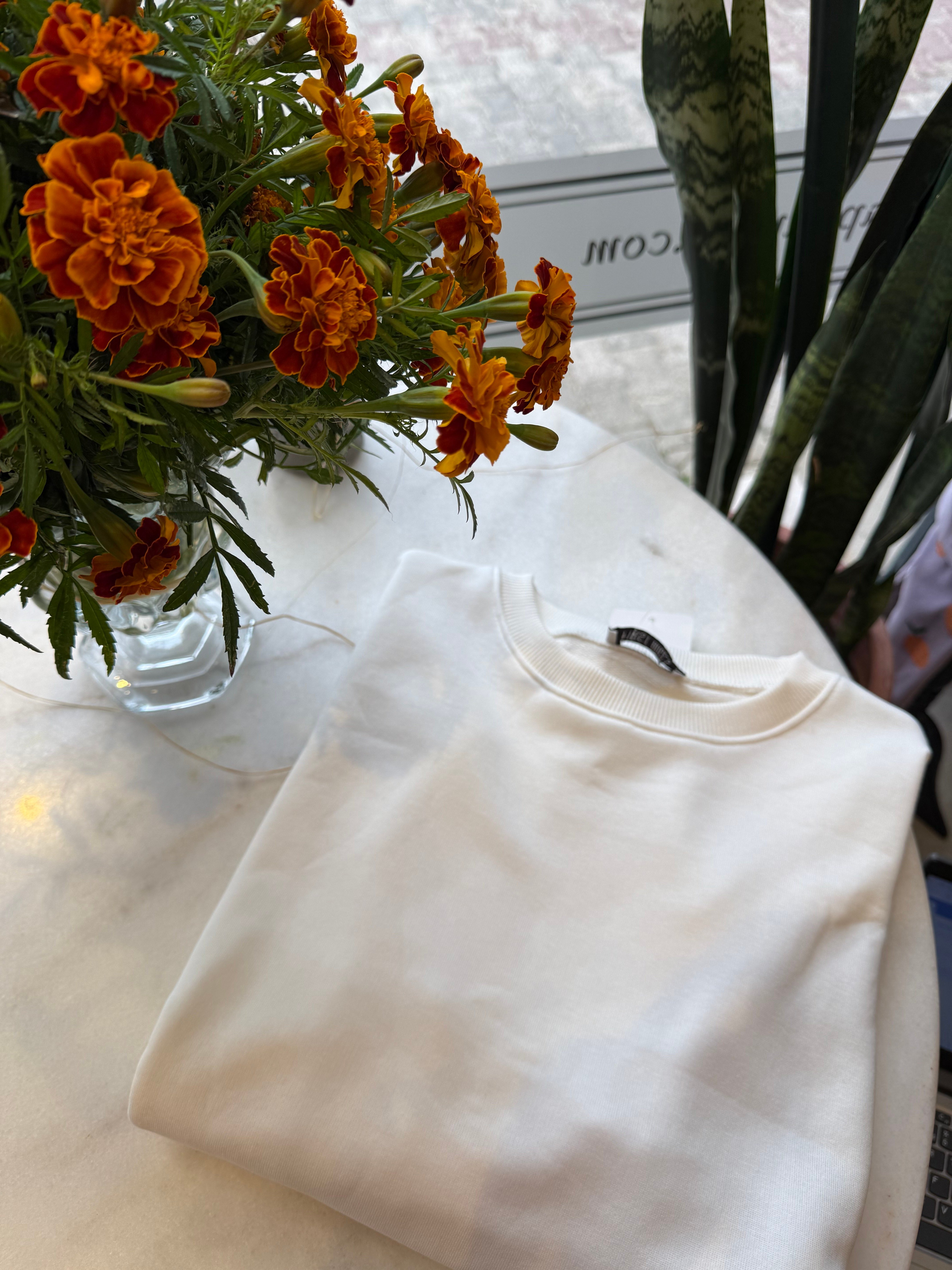 Yakası Ribanalı İki İplik Sweatshirt 