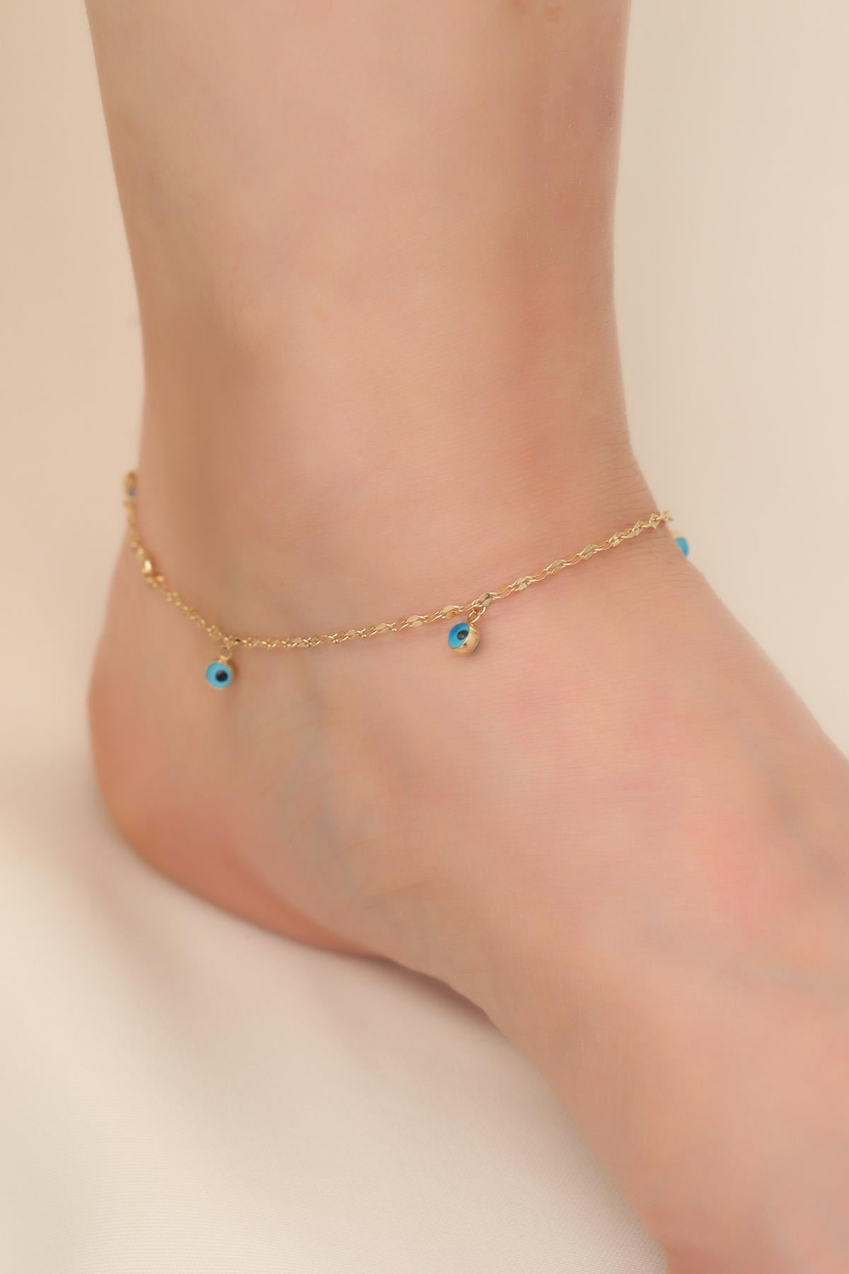 14 Ayar Altın Mini Gözlü Aynalı Halhal