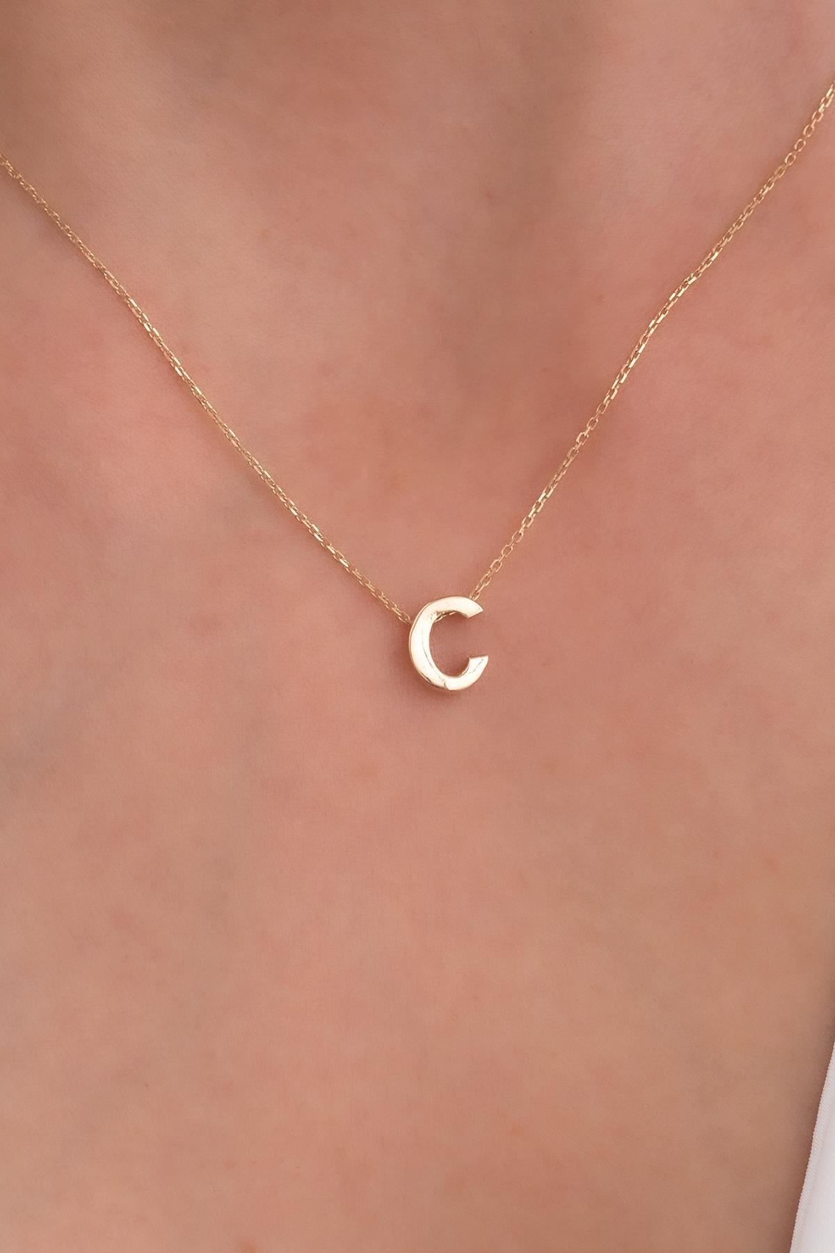 14 Ayar Altın C Harf Kolye