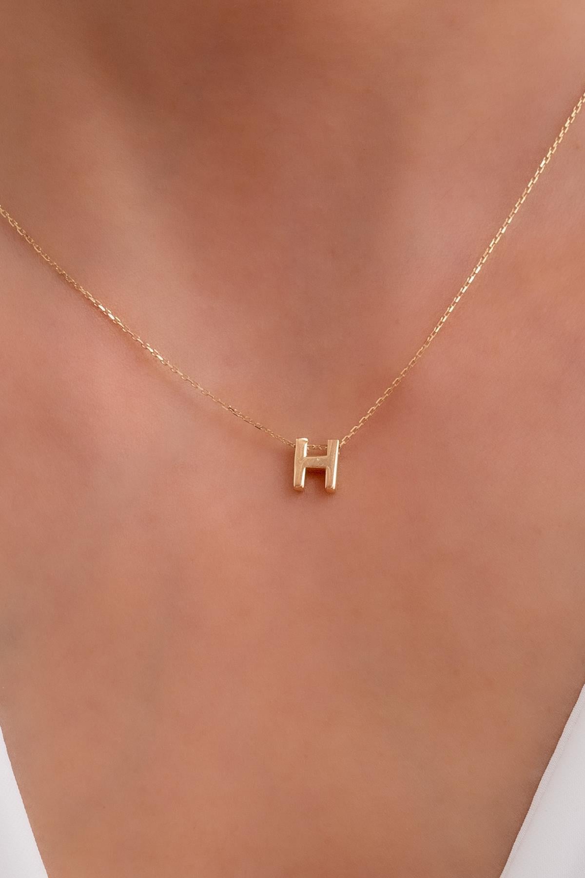 14 Ayar Altın H Harf Kolye