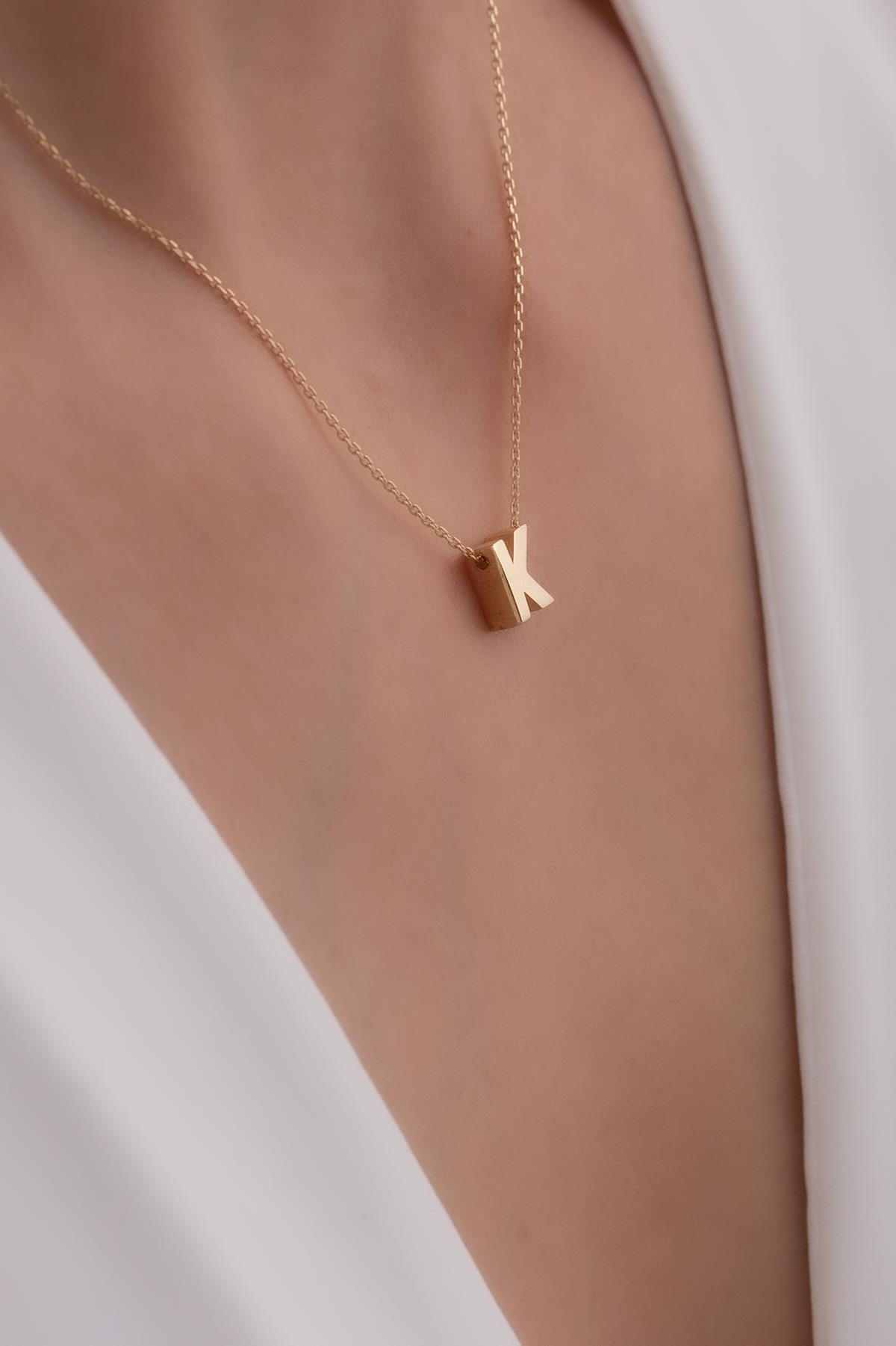 14 Ayar Altın K Harf Kolye