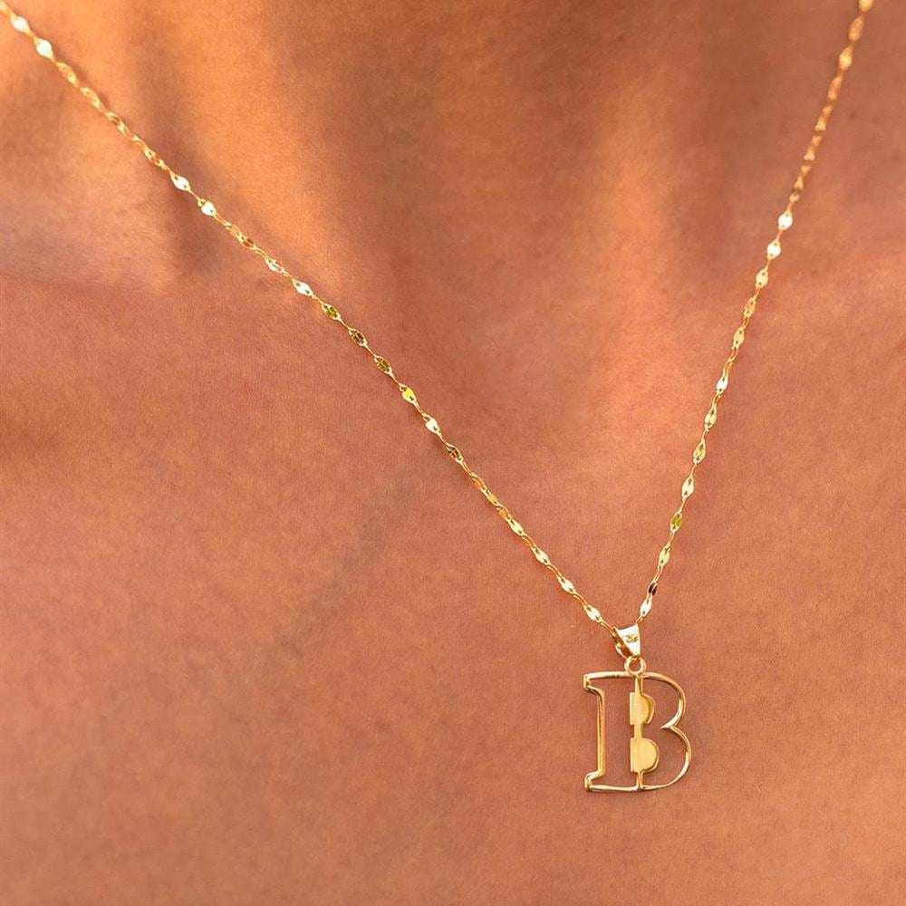 14 Ayar Altın B Harf Soft Kolye