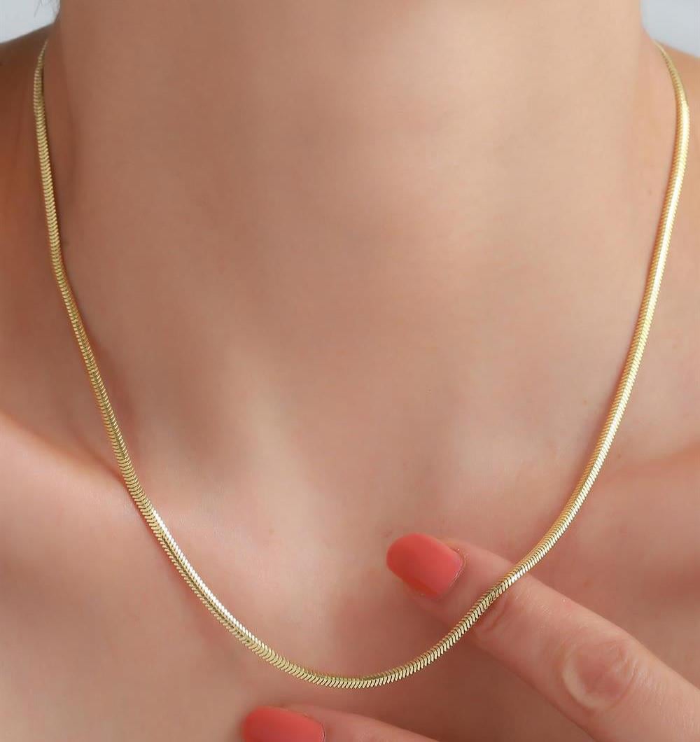 14 Ayar Altın Balık Sırtı Kalın Zincir Kolye 2,6 mm