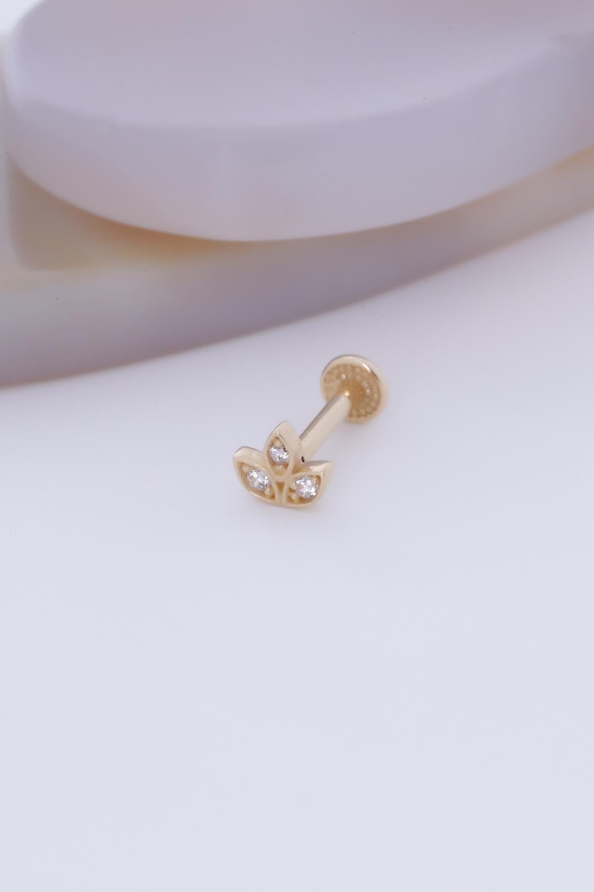 14 Ayar Altın Çiçek Tragus