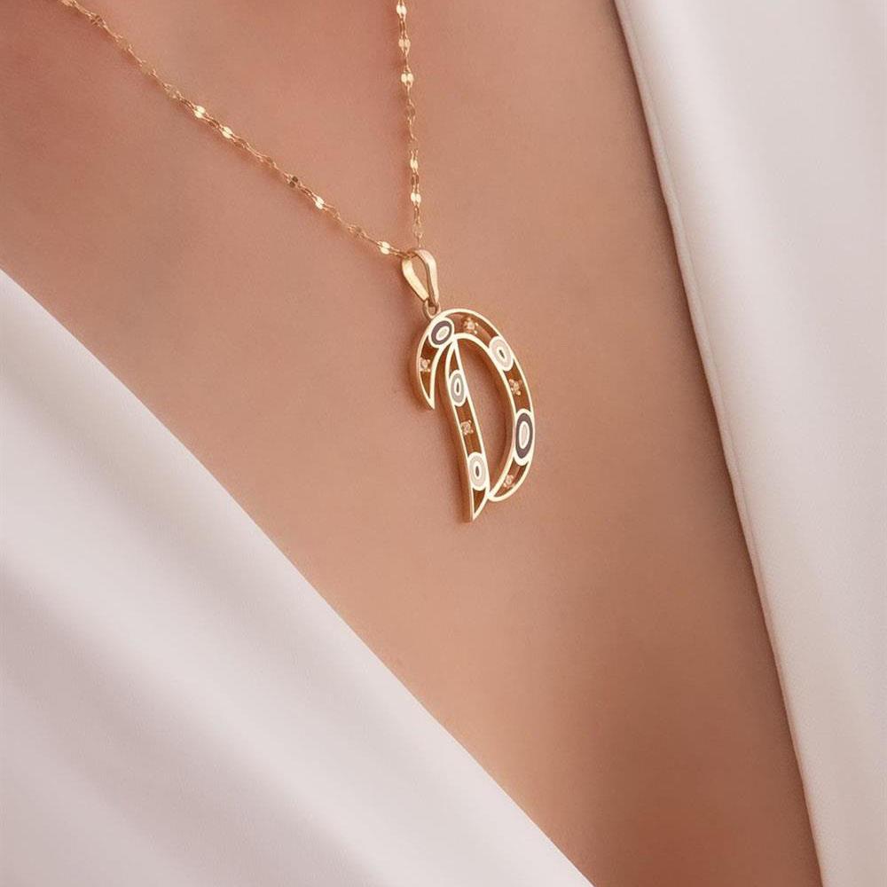 14 Ayar Altın D Harf Göz Kolye