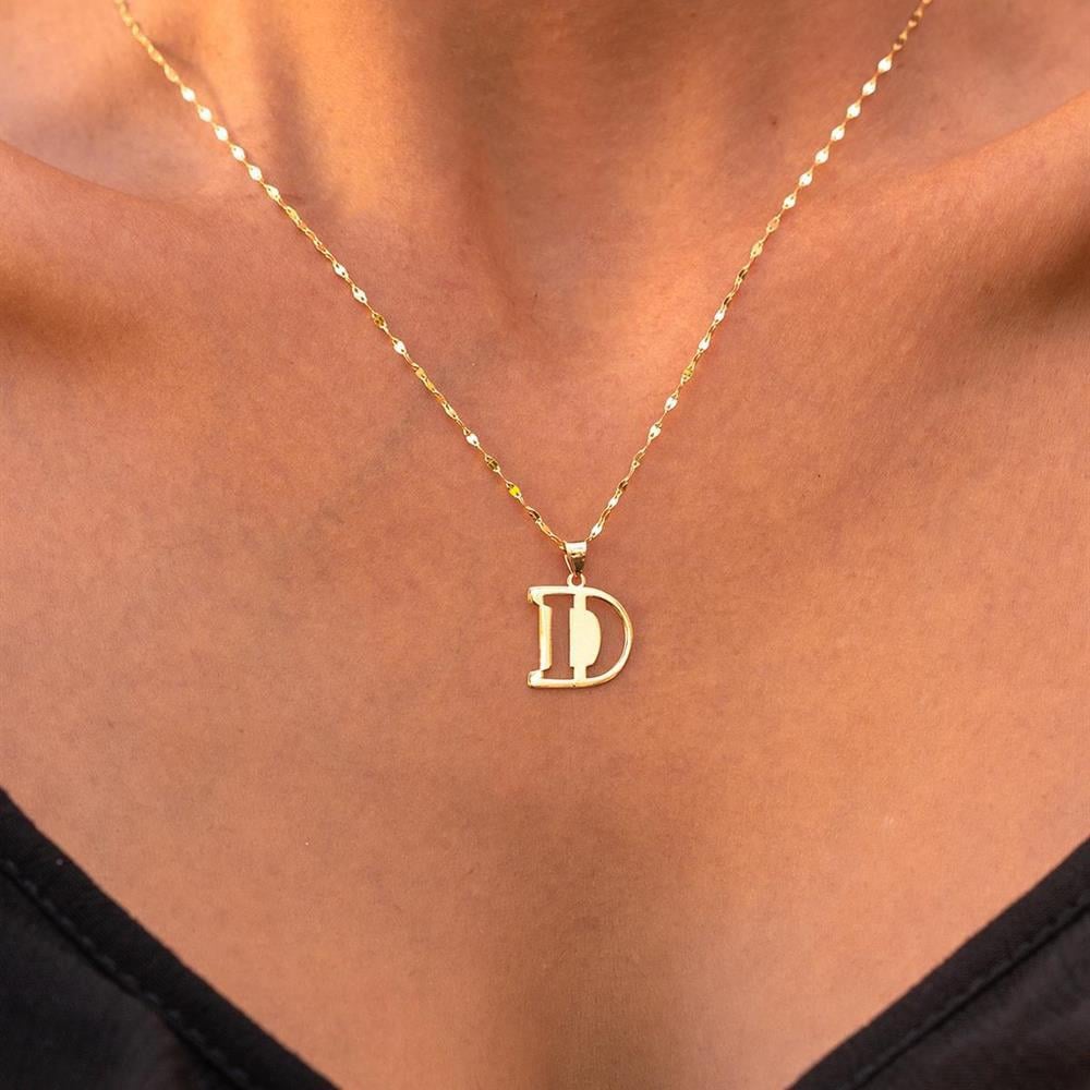 14 Ayar Altın D Harf Soft Kolye
