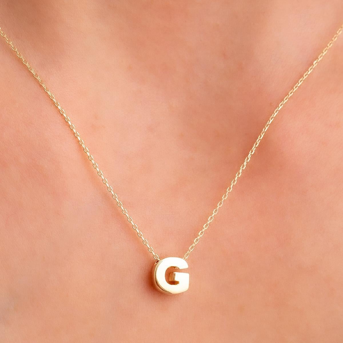 14 Ayar Altın G Harf Kolye