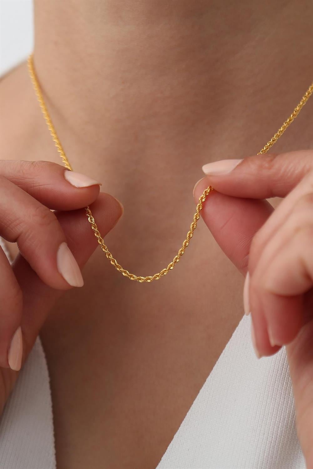14 Ayar Altın Halat Burgu Zincir Kolye 1,8 mm