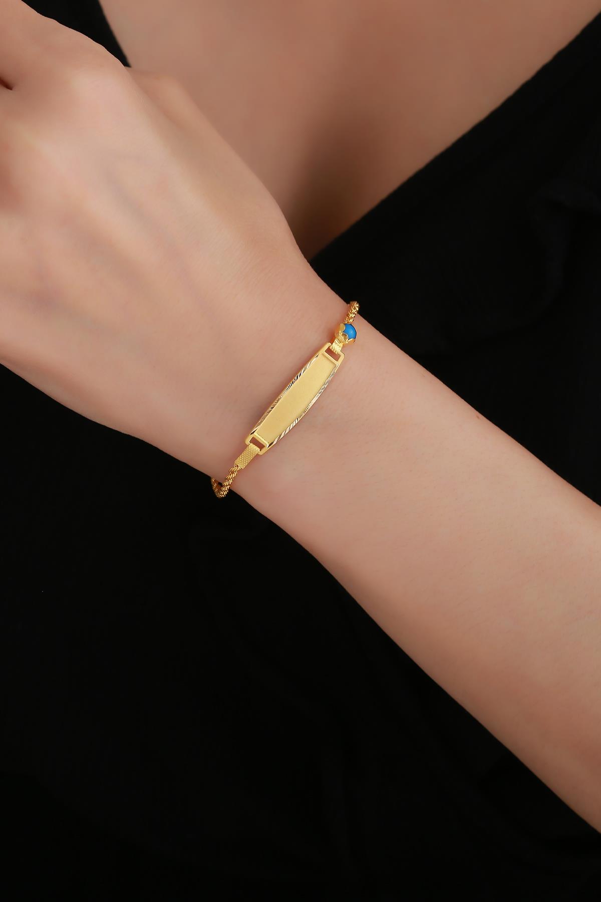 14 Ayar Altın Halat Zincirli Bebek Çocuk Künyesi