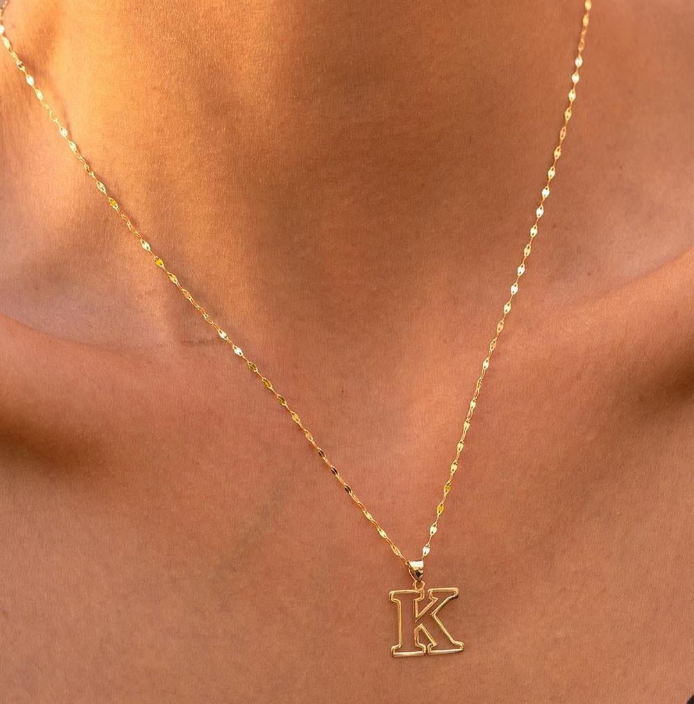 14 Ayar Altın K Harf Soft Kolye