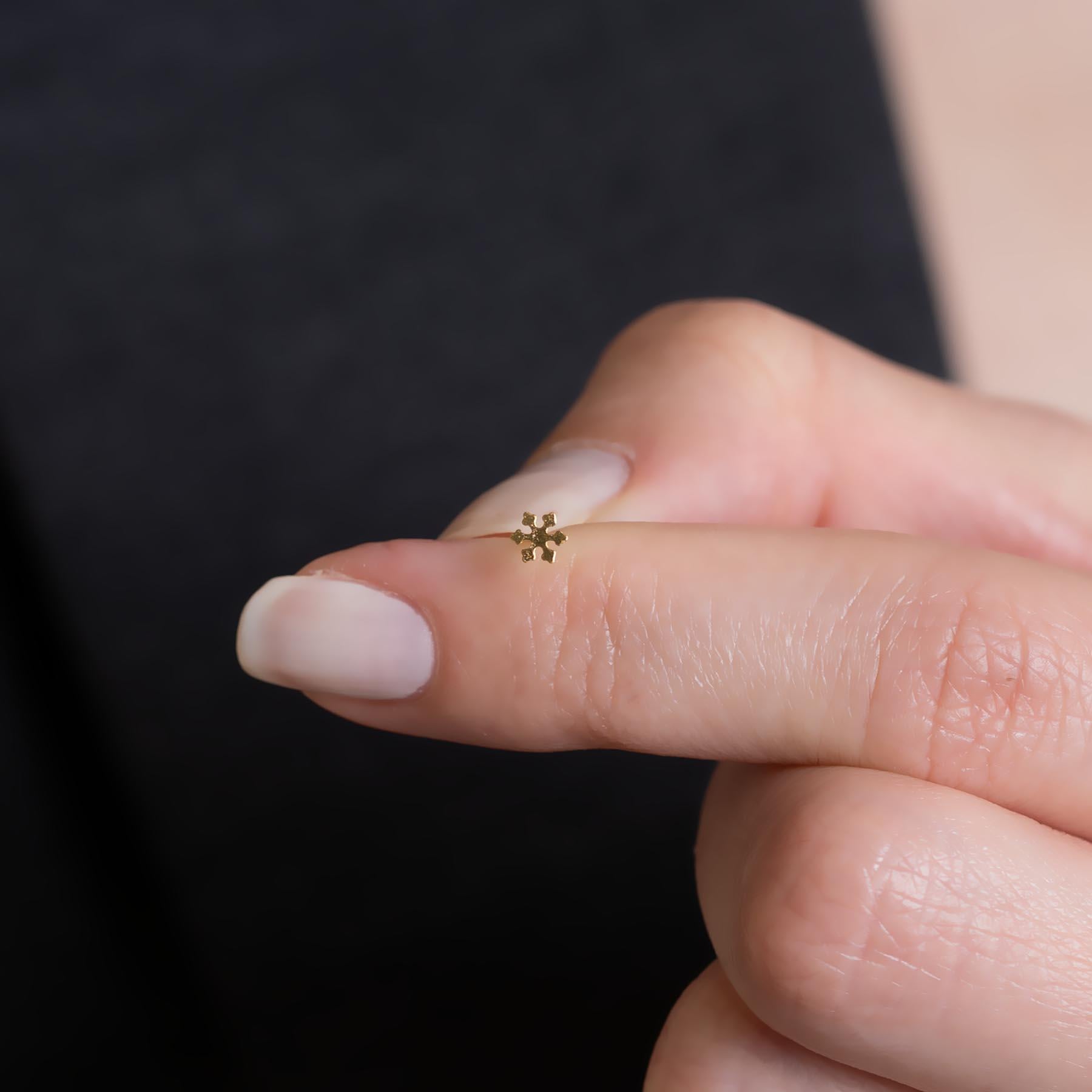 14 Ayar Altın Kar Tanesi Geçmeli Hızma