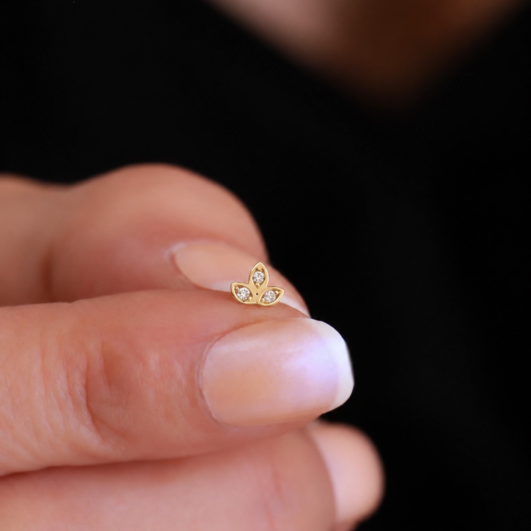 14 Ayar Altın Lotus Çiçeği Tragus