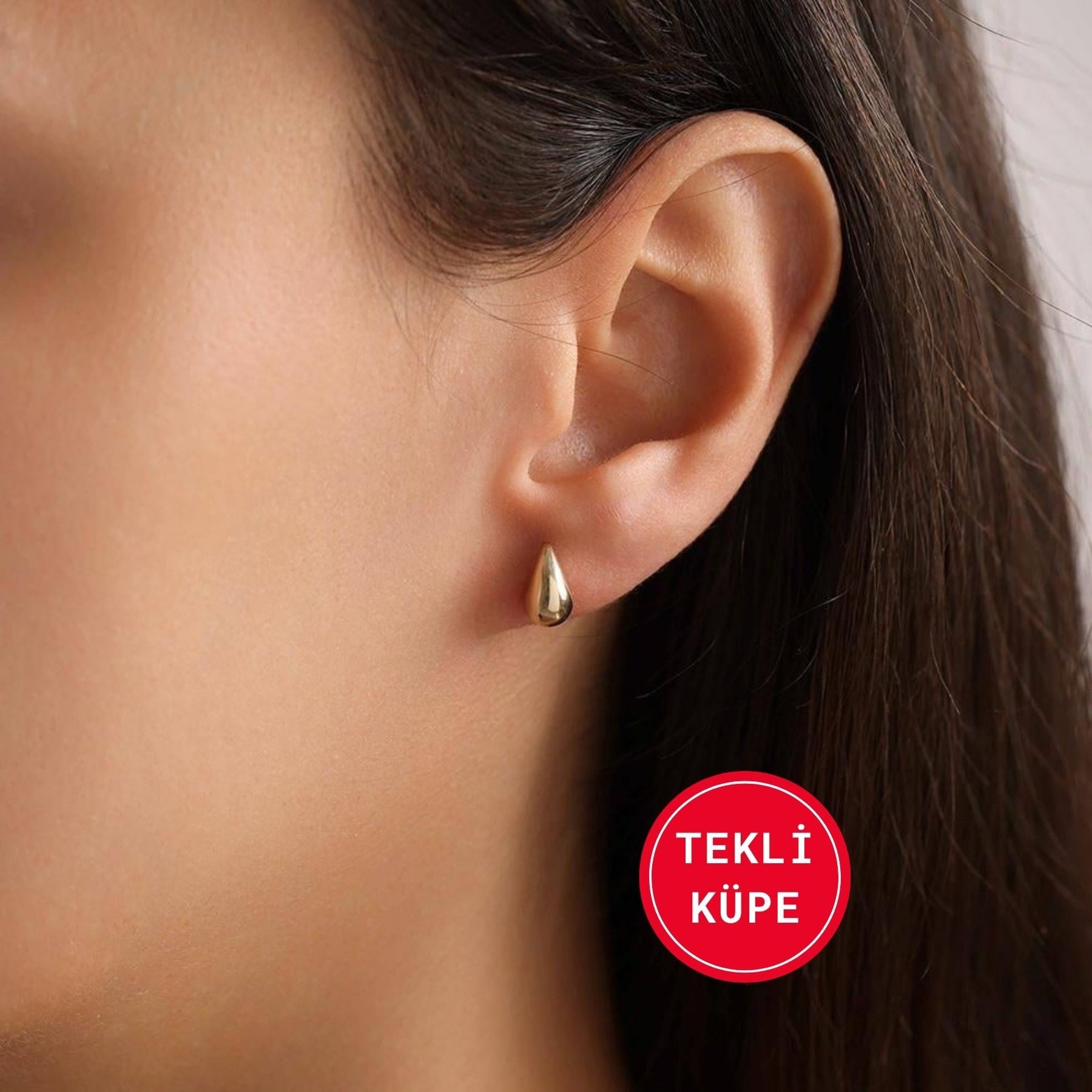 14 Ayar Altın Mini Tekli Damla Küpe