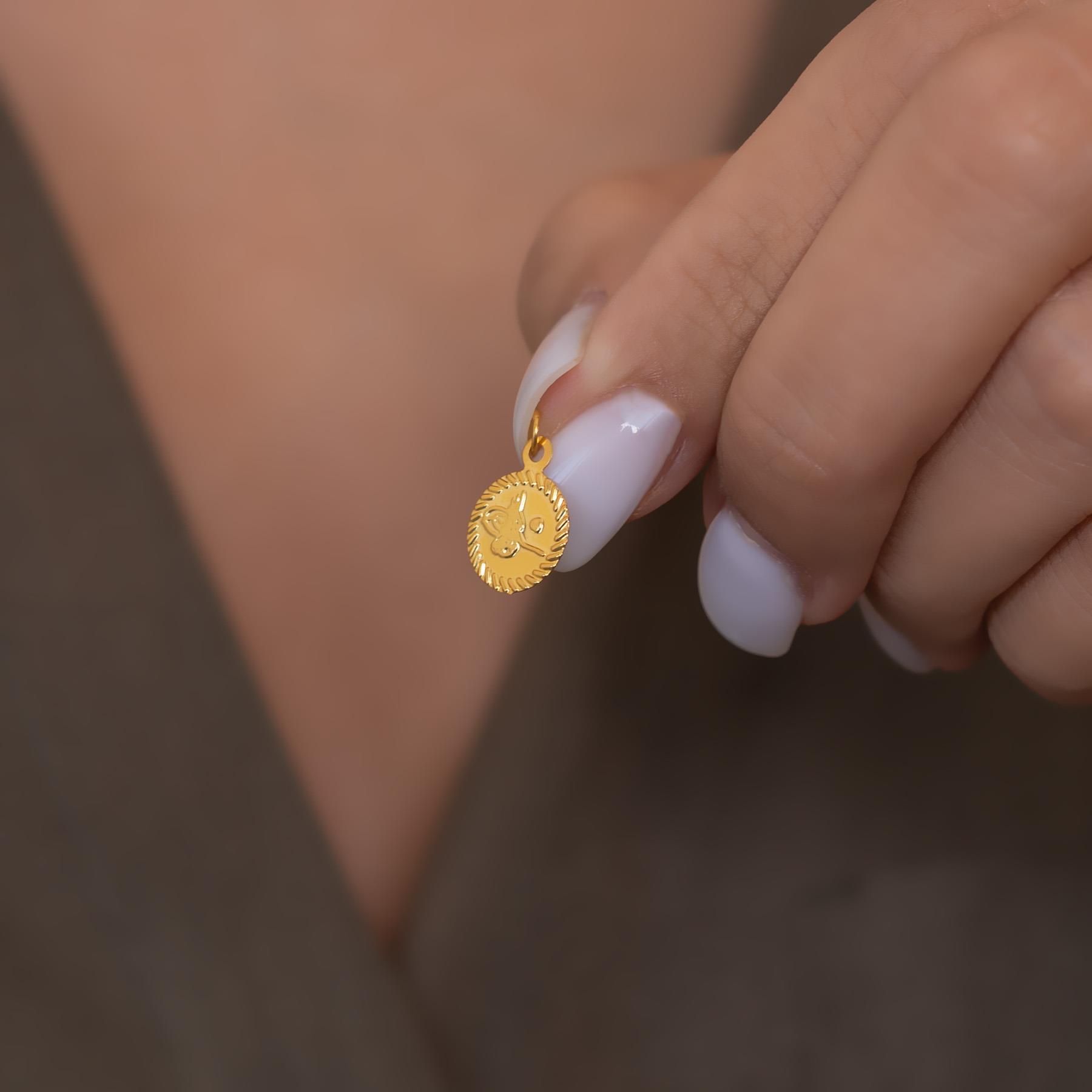 14 Ayar Altın Mini Tuğra Kolye Ucu 1 cm