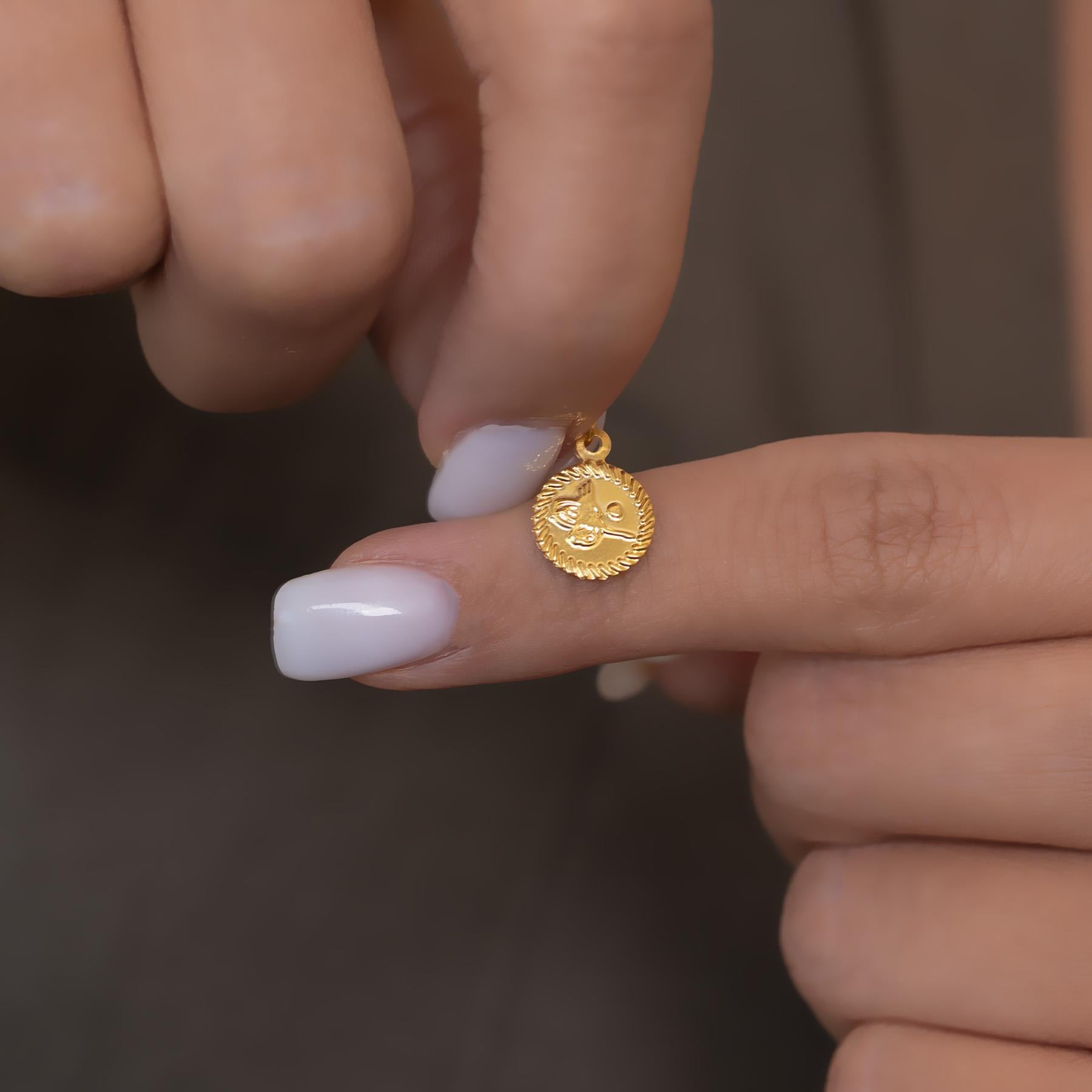 14 Ayar Altın Mini Tuğra Kolye Ucu 1 cm