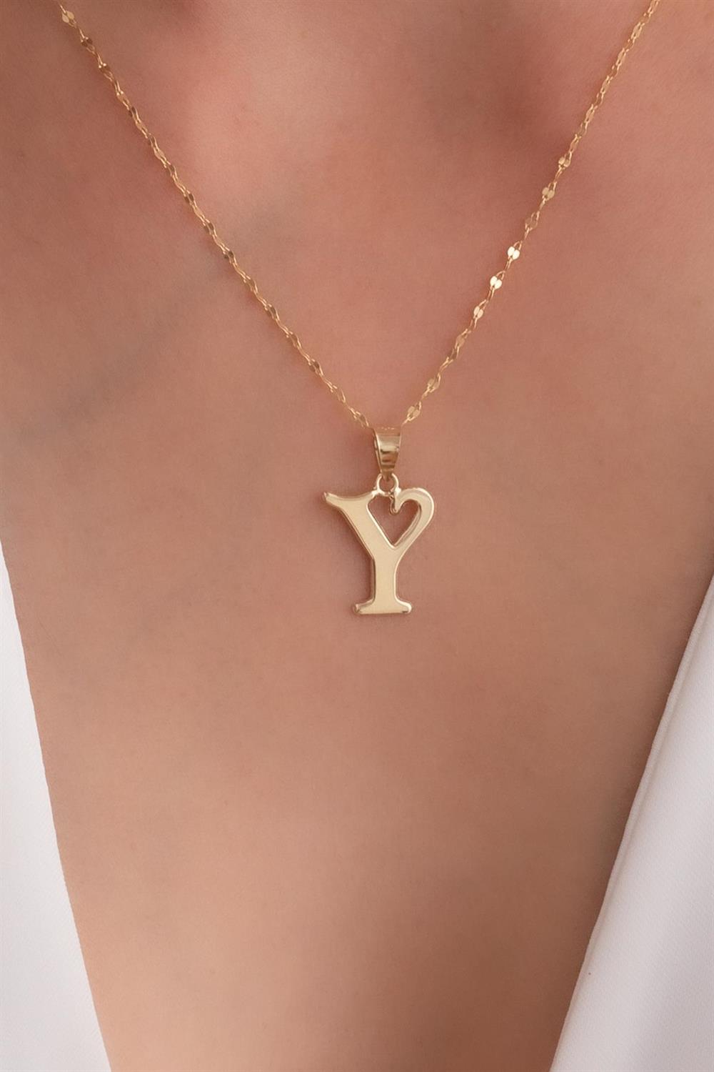 14 Ayar Altın Y Harf Şirin Kolye