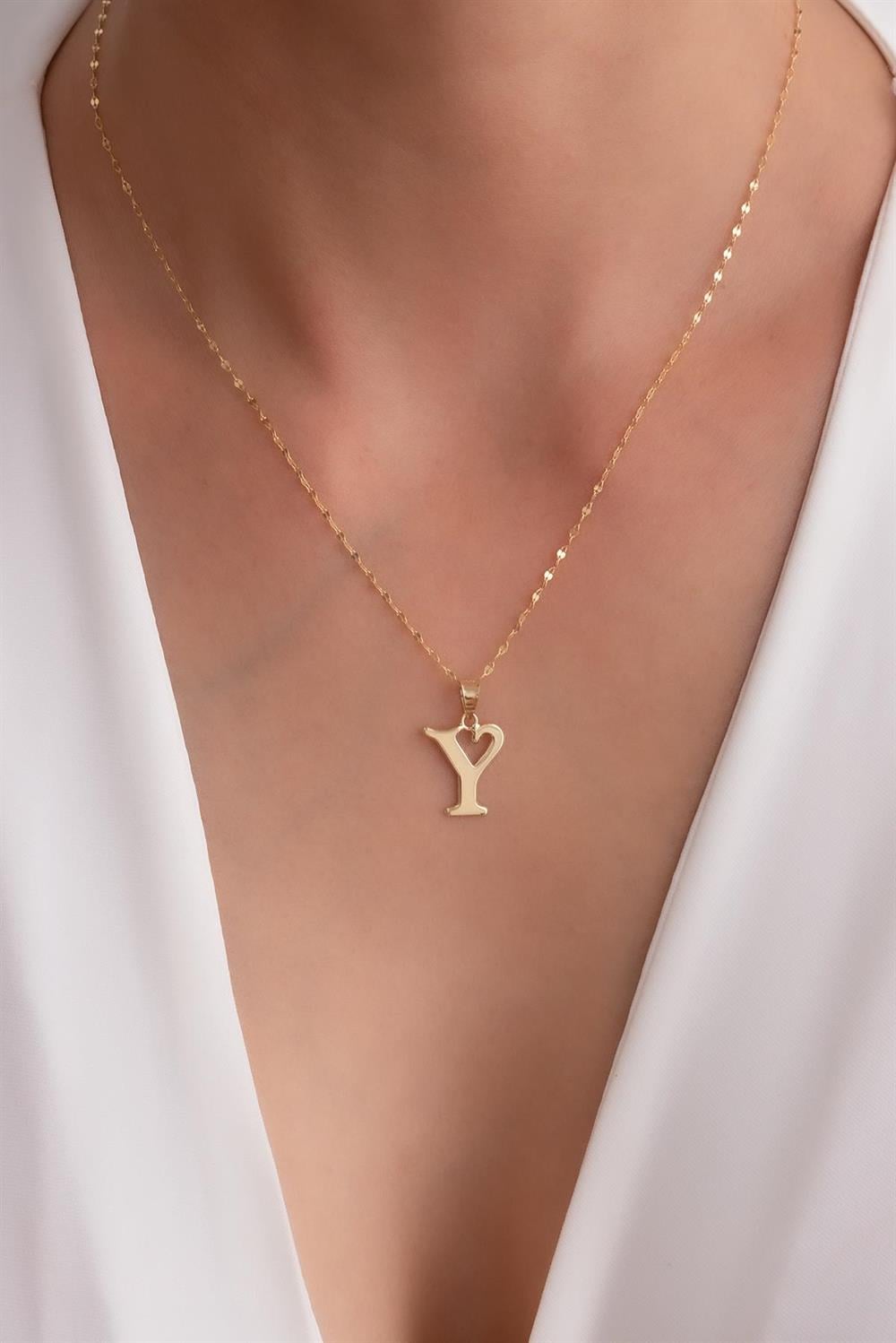 14 Ayar Altın Y Harf Şirin Kolye