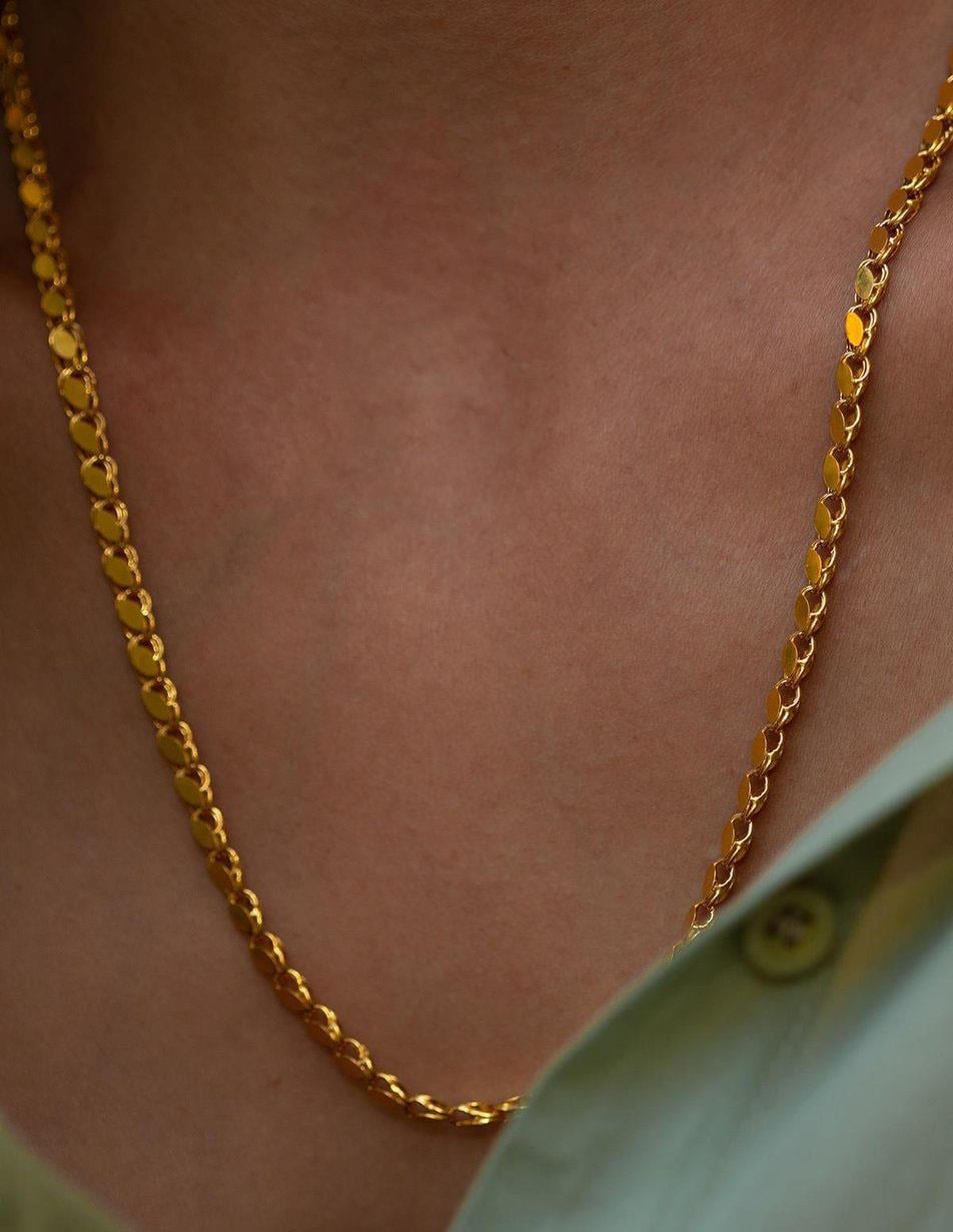 14 Ayar Altın Pullu Kalın Halep Zincir Kolye