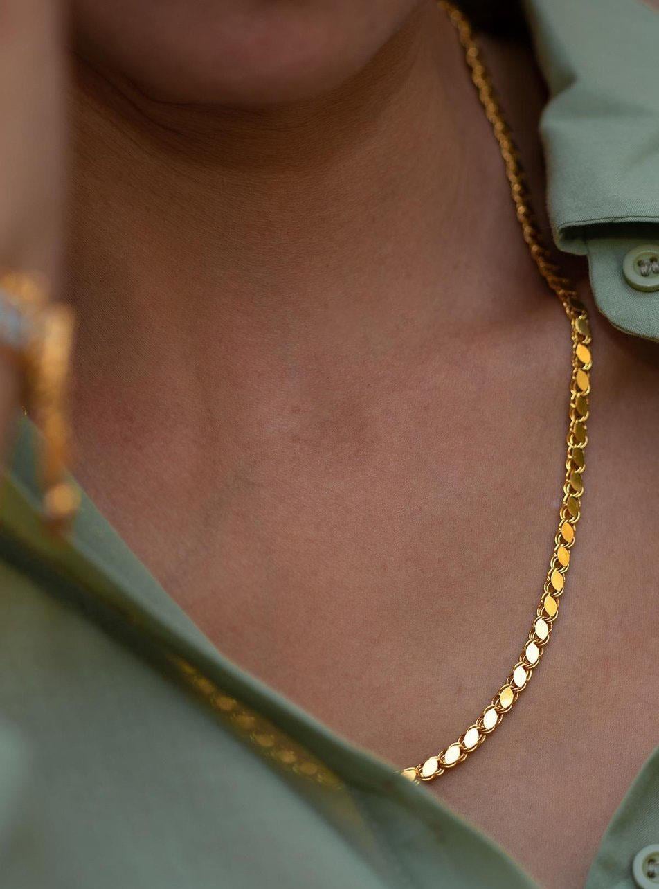 14 Ayar Altın Pullu Kalın Halep Zincir Kolye