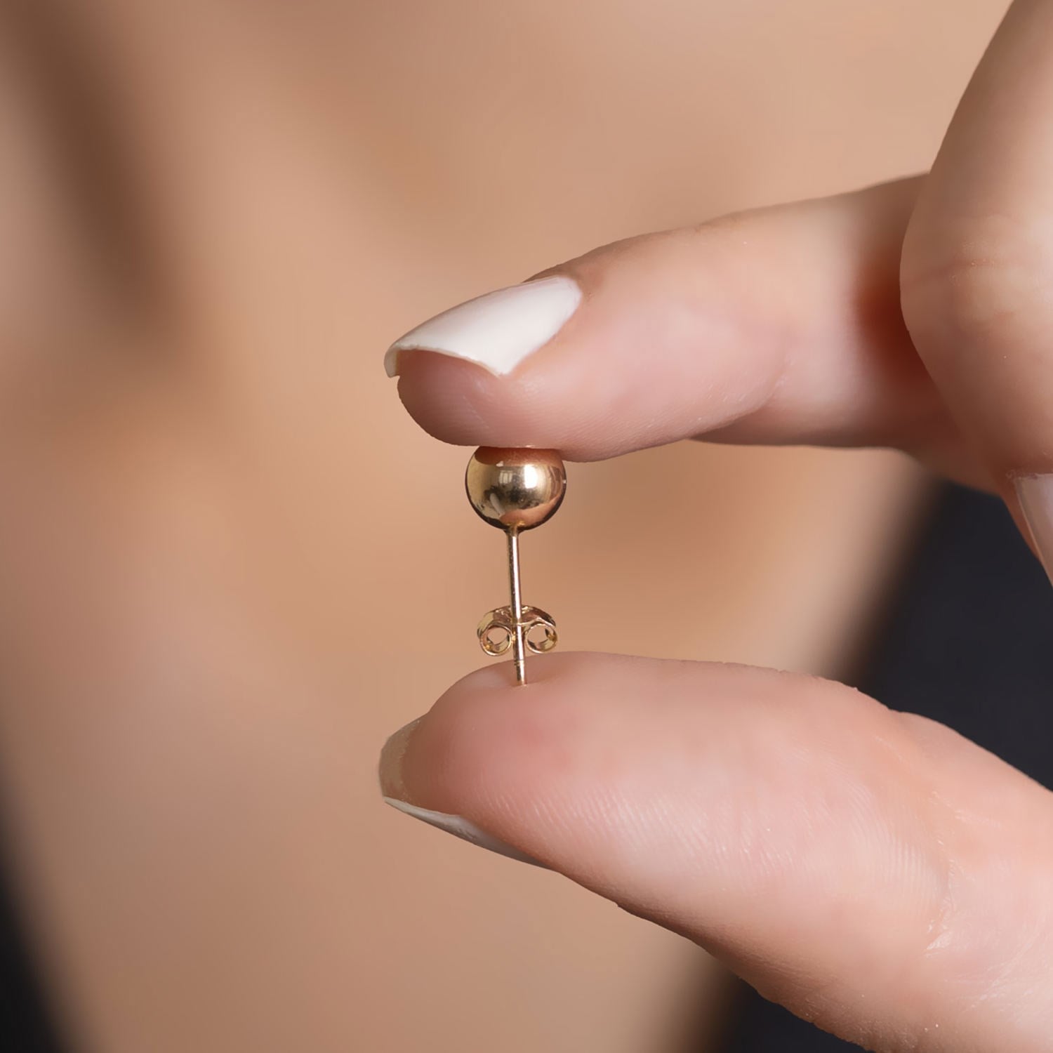 14 Ayar Altın Sade Top Küpe 5 mm