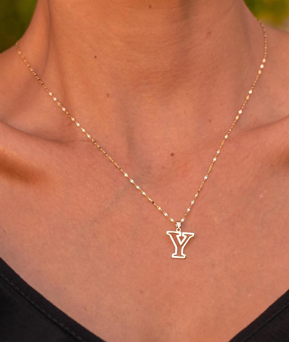 14 Ayar Altın Y Harf Soft Kolye
