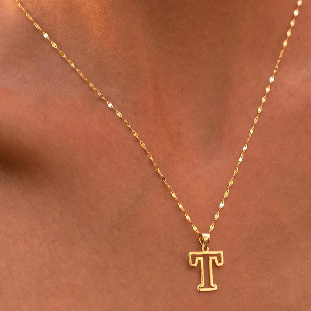 14 Ayar Altın T Harf Soft Kolye
