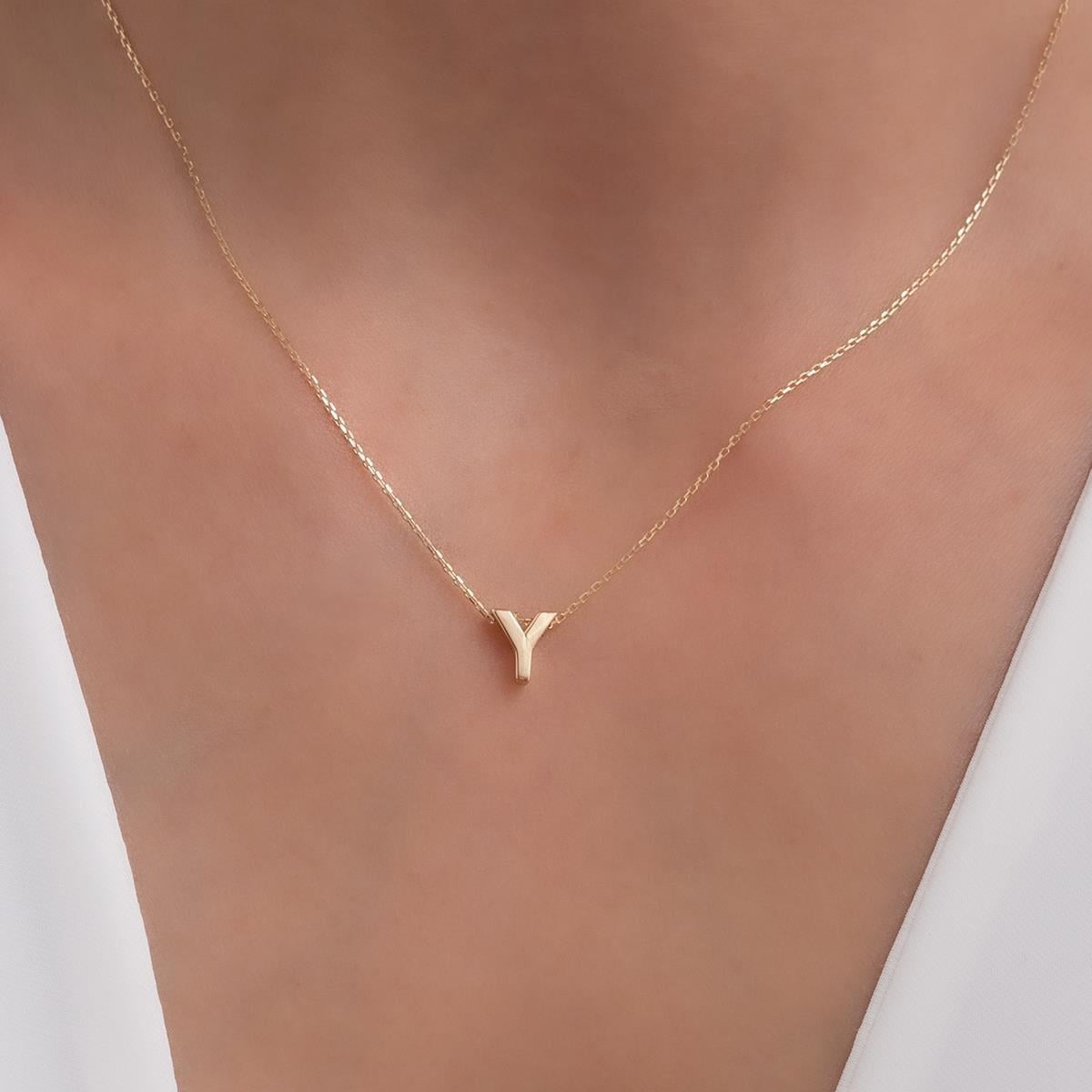 14 Ayar Altın Y Harf Kolye